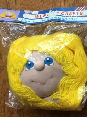 Doll Head w/ Pigtails Blonde Large Cabbage Patch Vintage Westrim Crafts NOS